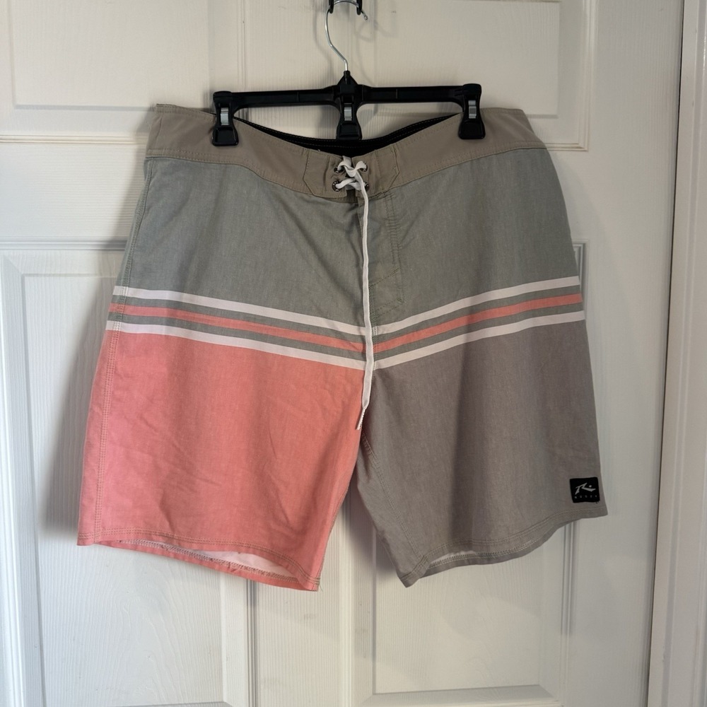 Rusty Board shorts Blue Orange Gray stripe men's sz 32